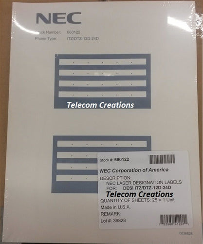 Designation Labels NEC DESI Laser Labels for the ITZ-12D / DTZ-12D & ITZ-24D / DTZ-24D St ...