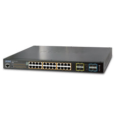 Planet L2+ 24-Port 10/100/1000T 802.3at PoE + 2-Port 10G SFP+ Stackable Managed Switch / 440W, Stock# PN-SGS-5220-24P2X