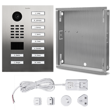 DoorBird IP Video Door Station D2110V, stainless steel V2A, (salt-water and grinding dust resistant), brushed,10 call buttons includes flush-mounting housing