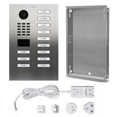 DoorBird IP Video Door Station D2112V, Stainless steel V4A (salt-water and grinding dust resistant), brushed,12 call buttons, includes flush mounting