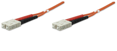Intellinet Fiber Optic Patch Cable, Duplex, Multimode 1.0 m (3.0 ft.), Orange, Part# 470001