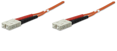 Intellinet Fiber Optic Patch Cable, Duplex, Multimode 3.0 m (10.0 ft.), Orange, Part# 470025