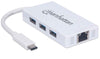 Manhattan Type-C to 3-Port USB 3.0 Hub with Gigabit Network Adapter, Part# 507608