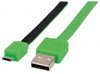 INTELLINET/Manhattan 391351 Flat Micro-USB Cable 6ftGreen/Black, Stock# 391351