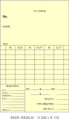 Compumatic 5525 Time Cards (1000 per box), Part# 5525