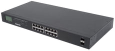 Intellinet IPS-16G02-370W-L. 16-Port Gigabit Ethernet PoE+ Switch with 2 SFP Ports and LCD Screen, Part# 561259