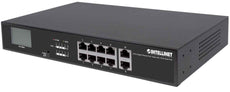 Intellinet 8-Port Gigabit Ethernet PoE+ Switch with 2 RJ45 Uplink Ports and LCD Screen, Part# 561303