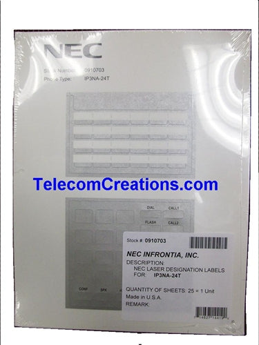 NEC DESI Laser Labels for the IP-24e & DG-24e Phones 0910048 IP3NA-24TXH & 0910068 IP3NA-24TIXH 0910703 DESI IP3NA-24
