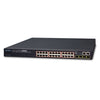 Planet Layer 3 24-Port 10/100/1000T 802.3at PoE + 4-Port 1000X SFP Stackable Managed Switch (370W), Stock# PN-SGS-6340-24P4S