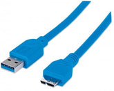 Manhattan 325417 SuperSpeed USB Device Cable 1 m Blue, Stock# 325417
