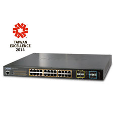 PLANET XGSW-28040HP L2+ 24-Port 10/100/1000T 802.3at POE+ plus 4-port 10G SFP+ Managed Switches with Hardware Layer3 IPv4/IPv6 Static Routing, 440W POE Budget, ERPS Ring, Stock# XGSW-28040HP