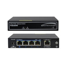 Speco 5-port switch, 4-port PoE 802.3af/at 10/100BaseT, Stock# POE4SW5