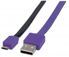 INTELLINET/Manhattan 391368 Flat Micro-USB Cable 3ft Purple/Black, Stock# 391368