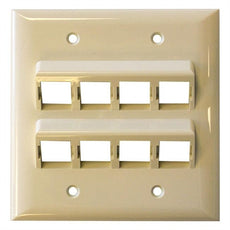 Suttle Angled 8-Port Faceplate, Double-Gang, Smooth Finish