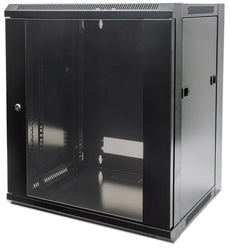 Intellinent 19 Inch Wallmount Cabinet, 9U, 17.7 Inch (450 mm) Depth, Black, Flatpack, Part# 711777