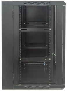 Intellinet 19 Inch Double Section Wallmount Cabinet, 15U, 21.7 Inch (550 mm) Depth, Assembled, Black, Part# 712019