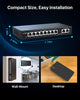 Loocam 8 Port Gigabit PoE Switch, PoE Switch 8 Port @ 96W, 2 Uplink Gigabit Port, Unmanaged Ethernet Network Switch, Desktop or Wall Mount  NEW