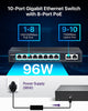 Loocam 8 Port Gigabit PoE Switch, PoE Switch 8 Port @ 96W, 2 Uplink Gigabit Port, Unmanaged Ethernet Network Switch, Desktop or Wall Mount  NEW
