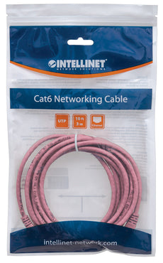 Intellinet IEC-C6-PNK-2, Network Cable, Cat6, UTP, RJ45 Male / RJ45 Male, 0.6 m (2 ft.), Pink, Part# 737005
