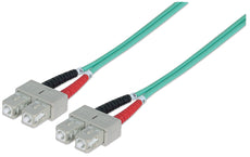 INTELLINET Fiber Optic Patch Cable, Duplex, Multimode - 14ft Aqua, Part# 750844