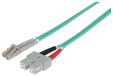 INTELLINET Fiber Optic Patch Cable, Duplex, Multimode 3ft AQUA, Part# 750912