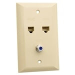 Suttle 2-5001M-FC-52 Oversized faceplate Voice/Data/F81 - Electrical Ivory, Stock# 2-5001M-FC-52