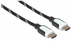 Manhattan Braided High Speed HDMI Cable (Black/White) Male to Male  6ft, Stock# 354776