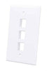 Intellinet IWP-3W, 3-Outlet Keystone Wall Plate Flush Mount, White, Part# 772433