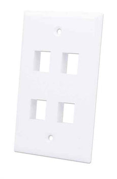 Intellinet IWP-4W, 4-Outlet Keystone Wall Plate Flush Mount, White, Part# 772440