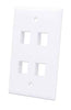 Intellinet IWP-4W, 4-Outlet Keystone Wall Plate Flush Mount, White, Part# 772440