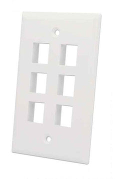Intellinet IWP-6I, 6-Outlet Keystone Wall Plate Flush Mount, Ivory, Part# 772501