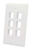 Intellinet IWP-6I, 6-Outlet Keystone Wall Plate Flush Mount, Ivory, Part# 772501