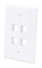 Intellinet IWP-4WO, 4-Outlet Oversized Keystone Wall Plate Flush Mount, White, Part# 772549