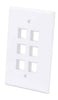 Intellinet IWP-6WO, 6-Outlet Oversized Keystone Wall Plate Flush Mount, White, Part# 772556