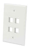 Intellinet IWP-4IO, 4-Outlet Oversized Keystone Wall Plate Flush Mount, Ivory, Part# 772594