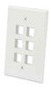 Intellinet IWP-6IO, 6-Outlet Oversized Keystone Wall Plate Flush Mount, Ivory, Part# 772600