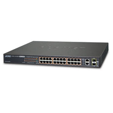 Planet 24-Port 10/100TX 802.3at PoE + 2-Port Gigabit TP/SFP Combo Web Smart Ethernet Switch / 220W PoE budget, Stock# PN-FGSW-2624HPS