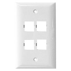 Suttle 2-2504-85 4-port faceplate, single gang, smooth finish - White, Part#135-0248