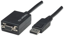 INTELLINET/Manhattan 325325 DisplayPort to VGA Converter Cable 15 cm (6 in.), Active, Black, Stock# 325325