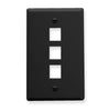 ICC FACEPLATE, FLAT, 1-GANG, 3-PORT, BLACK Stock# IC107F03BK