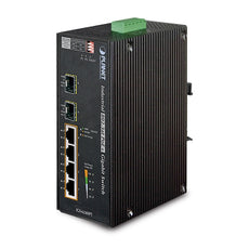 PLANET IGS-624HPT IP30 6-Port Gigabit Switch with 4-Port 802.3AT POE+ plus 2-port 100/1000X SFP (-40 to 75 C), Stock# IGS-624HPT