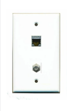 Oversized Wall Plate w/ integrated CAT6(top) & Coax(bottom) - Texture Finish