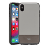 Rocstor Bloc Collection Case for iPhone XS Max, Genuine Leather, 2-in-1 Full Protection – Kajsa Series – MIL STD 810G Tested – Military Standard Grade – Light Grey/Dark Grey, Part# CS0058-XSM
