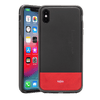 Rocstor Bloc Collection Case for iPhone XS Max, Genuine Leather, 2-in-1 Full Protection – Kajsa Series – MIL STD 810G Tested – Military Standard Grade – Black/Red, Part# CS0059-XSM