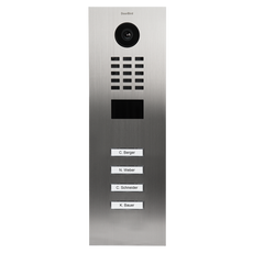 DoorBird IP Video Door Station D2104V, stainless steel V2A, 4 call buttons, incl. flush-mounting housing