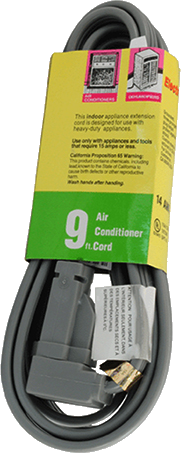 9 Foot Air Conditioner Cord / Appliance Extension Cord (Flat Cable), Part# EC1409AUL