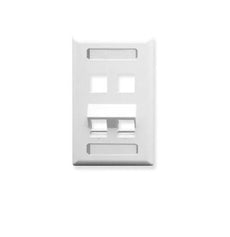 ICC Faceplate, ID, Angled, 1 Gang, 4 Port, White, Part# IC107AS4WH