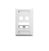 ICC Faceplate, ID, Angled, 1 Gang, 4 Port, White, Part# IC107AS4WH