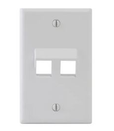 ICC FACEPLATE, ANGLED, 1-GANG, 2-PORT, WHITE, Part# IC107DA2-WH