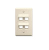 ICC Face Plate, Angled, 1-Gang, 4-Port, Almond, Part# IC107DA4-AL